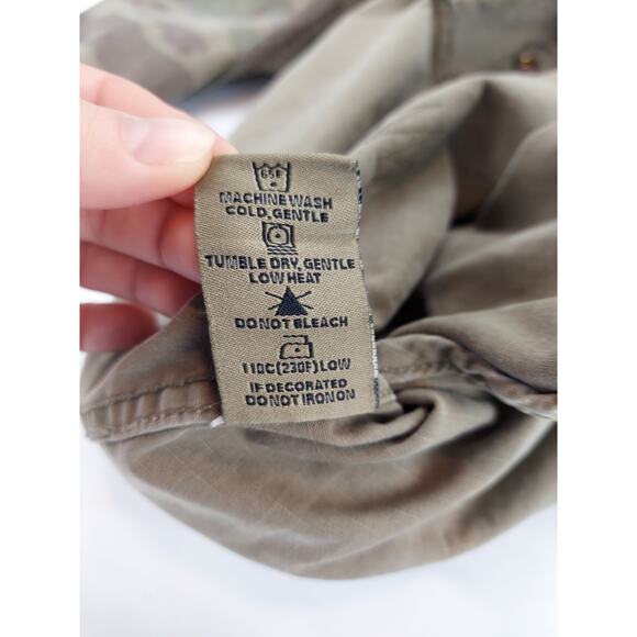 Western Denim Bank Jeans Co Jacket Green Camo Military Embroidered Studded Med - Picture 15 of 15